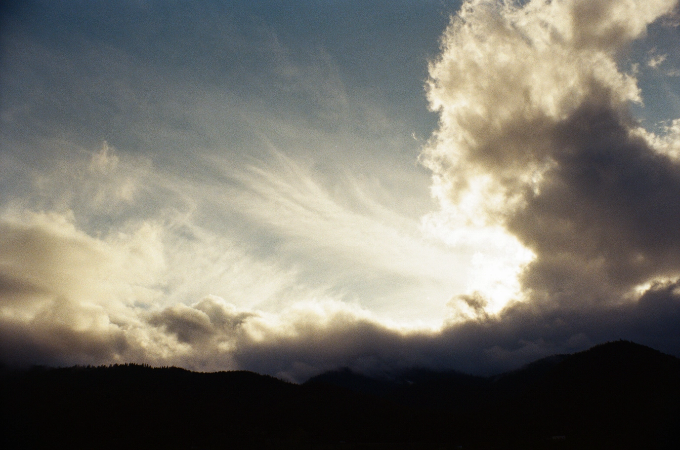 A photo of clouds during sunset