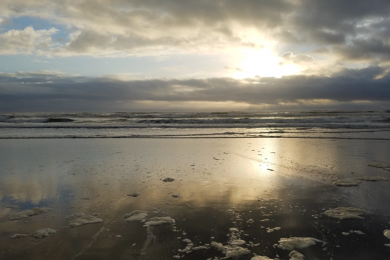 A photo of a beach during sunset