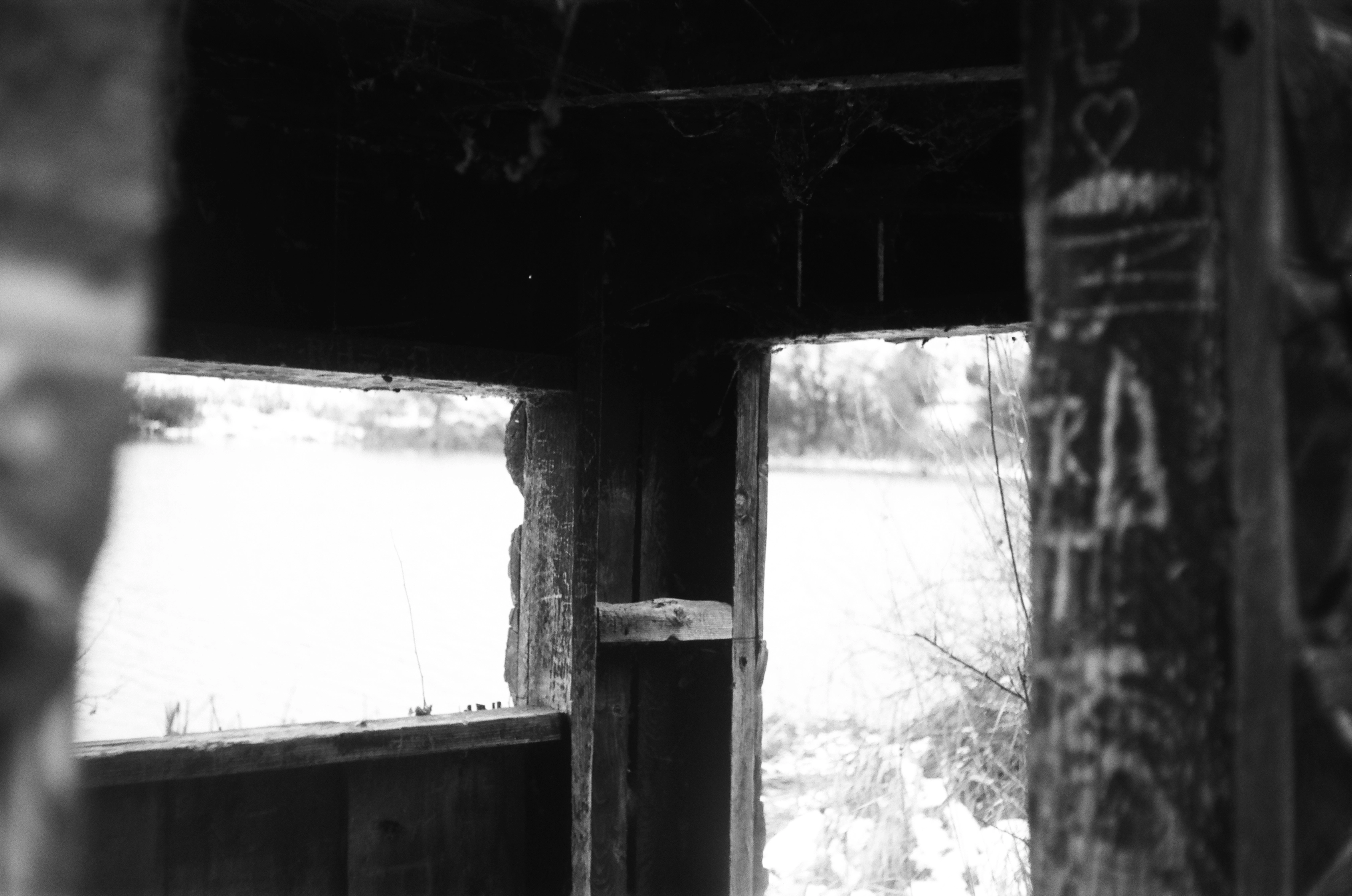 A photo of the inside of a wooden shack