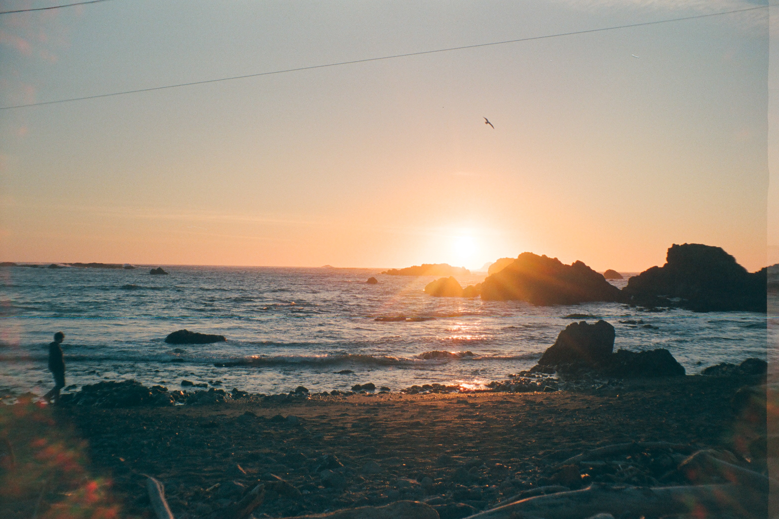 A photo of the sunset on the beach