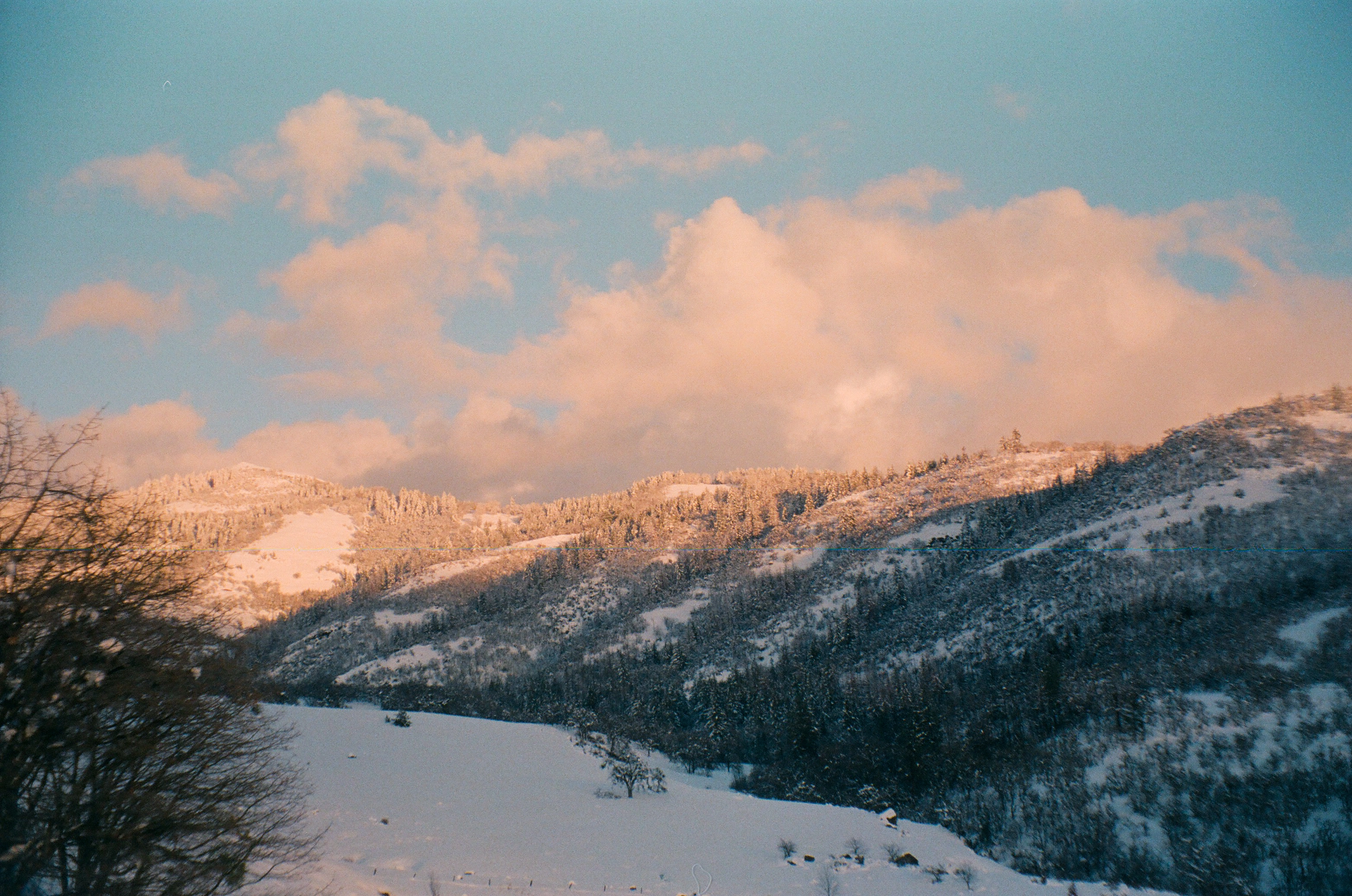 A photo of snowy mountains